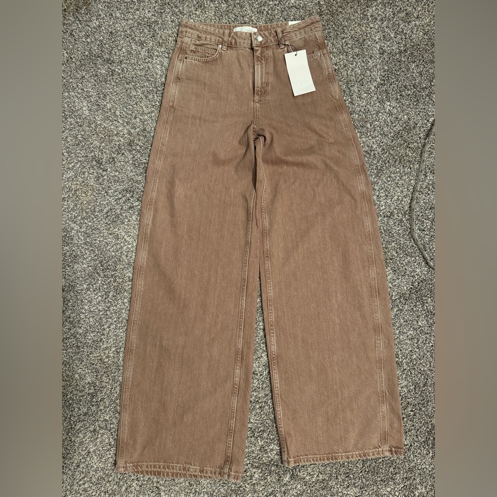 Zara Brown Wide Leg Jeans